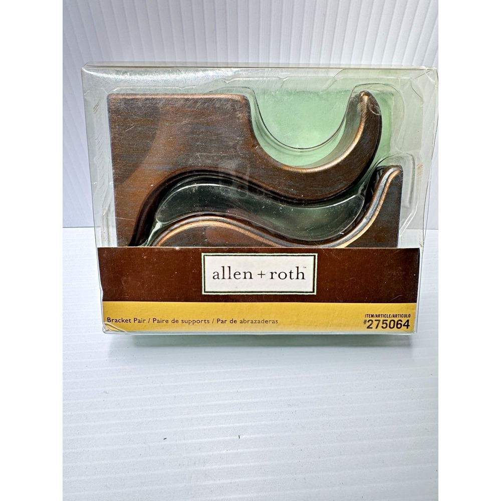NEW Allen + Roth 2" Curtain Rod Bracket Pair Vintage Brown & Gold #275064